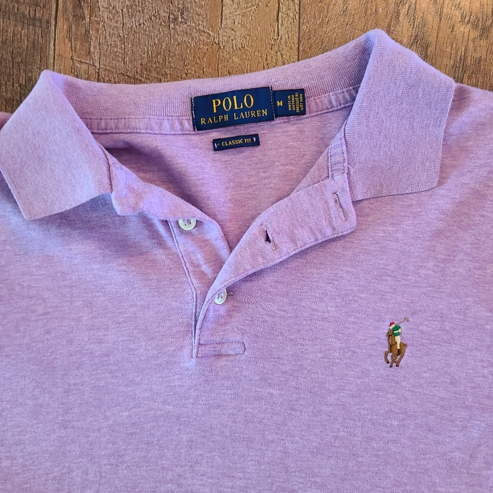 Polo Ralph Lauren Pima Soft Touch Polo Purple Shirt Men's Size M Full Color Logo